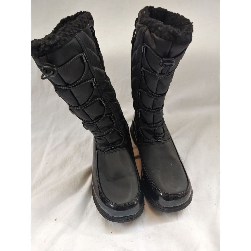 Totes SHELLY Girls Size 4 Black Faux Fur Boots.